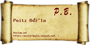 Peitz Béla névjegykártya